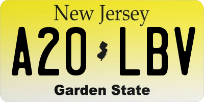 NJ license plate A20LBV