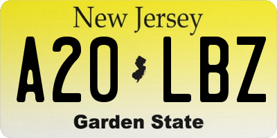 NJ license plate A20LBZ