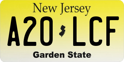 NJ license plate A20LCF