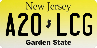 NJ license plate A20LCG