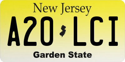 NJ license plate A20LCI