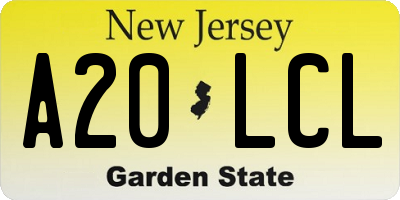 NJ license plate A20LCL