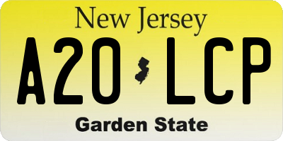 NJ license plate A20LCP
