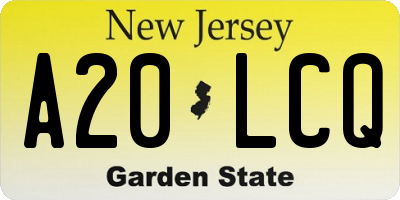 NJ license plate A20LCQ