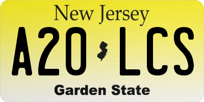 NJ license plate A20LCS