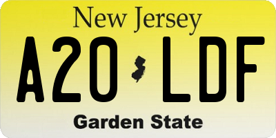NJ license plate A20LDF