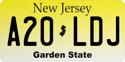 NJ license plate A20LDJ