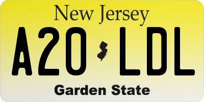 NJ license plate A20LDL