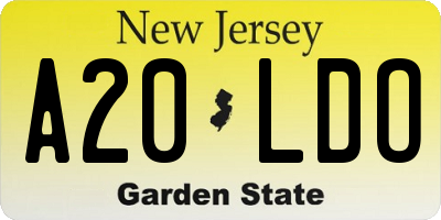 NJ license plate A20LDO