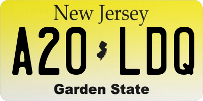 NJ license plate A20LDQ