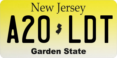 NJ license plate A20LDT
