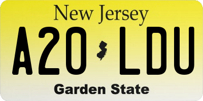 NJ license plate A20LDU