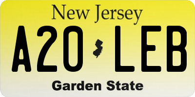 NJ license plate A20LEB