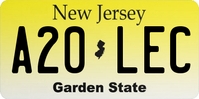 NJ license plate A20LEC