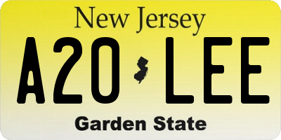 NJ license plate A20LEE