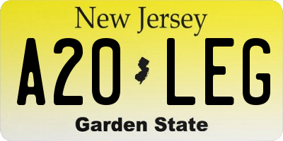 NJ license plate A20LEG