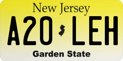 NJ license plate A20LEH