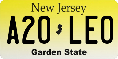 NJ license plate A20LEO