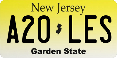 NJ license plate A20LES