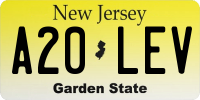 NJ license plate A20LEV
