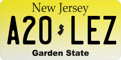 NJ license plate A20LEZ