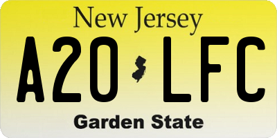 NJ license plate A20LFC
