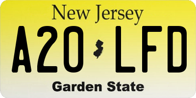 NJ license plate A20LFD