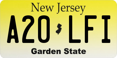 NJ license plate A20LFI