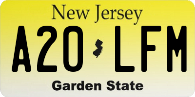 NJ license plate A20LFM