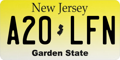 NJ license plate A20LFN