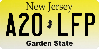 NJ license plate A20LFP