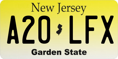 NJ license plate A20LFX