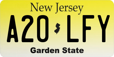 NJ license plate A20LFY