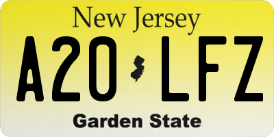 NJ license plate A20LFZ
