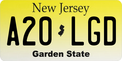 NJ license plate A20LGD