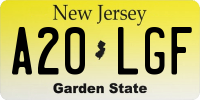 NJ license plate A20LGF