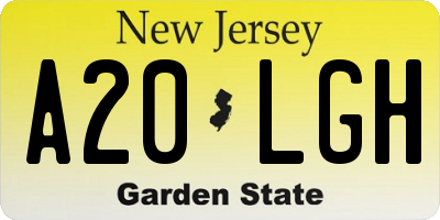 NJ license plate A20LGH