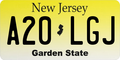 NJ license plate A20LGJ
