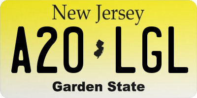 NJ license plate A20LGL