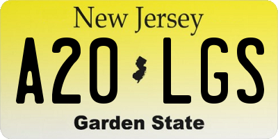 NJ license plate A20LGS