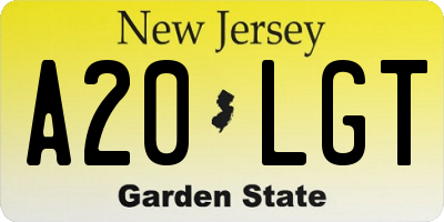 NJ license plate A20LGT
