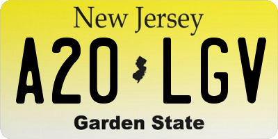 NJ license plate A20LGV