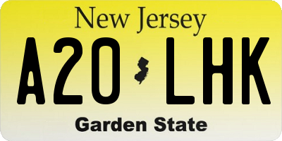 NJ license plate A20LHK
