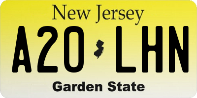 NJ license plate A20LHN