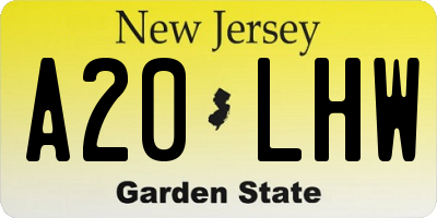 NJ license plate A20LHW
