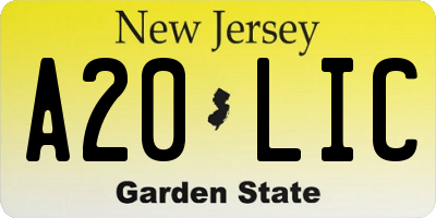 NJ license plate A20LIC