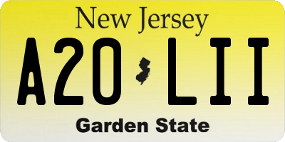 NJ license plate A20LII