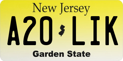 NJ license plate A20LIK