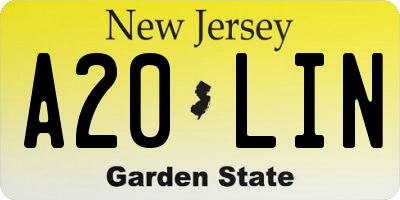 NJ license plate A20LIN