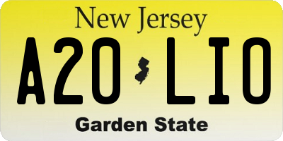 NJ license plate A20LIO